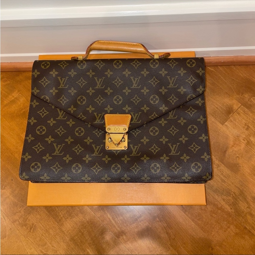 LOUIS VUITTON vintage brown monogram serviette conseiller attaché briefcase